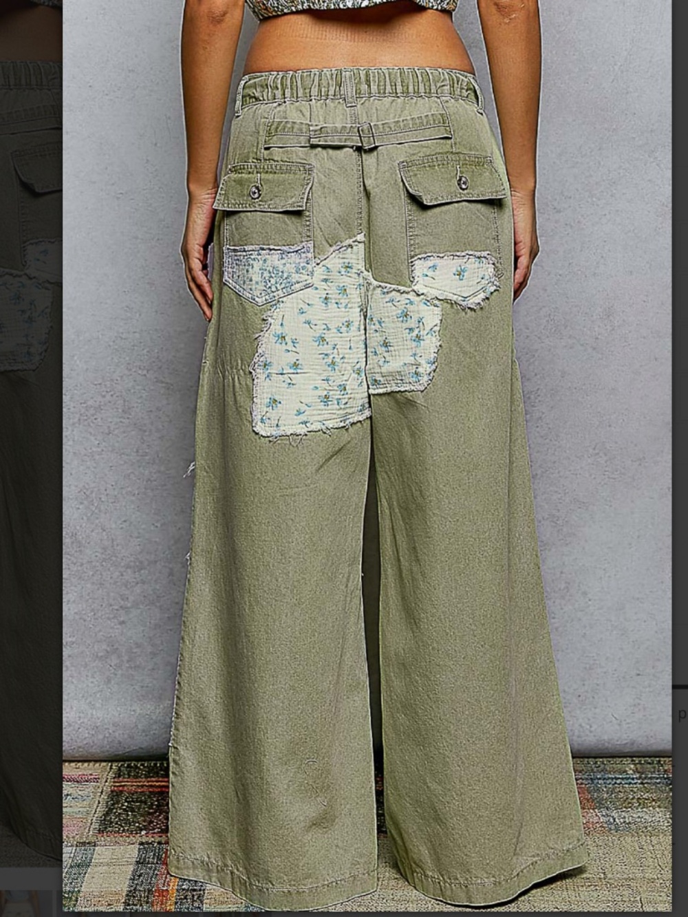 🎂 POL “ COLUMBIA 2 “ POL Pants in Denim with Patchwork & Raw Edge Detail 75 - Picture 3 of 6